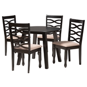 Baxton Studio Ruby Modern Beige Fabric and Dark Brown Finished Wood 5-Piece Dining Set
